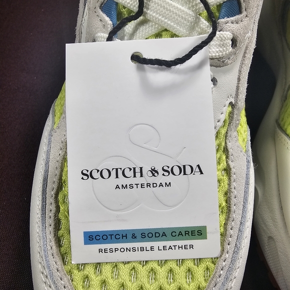 Scotch & Soda Wavy leather sneakers neon green - Picture 4 of 10
